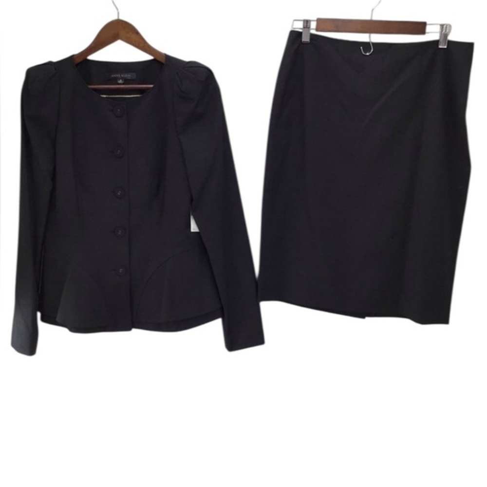 Anne Klein Black Peplum Jacket and Skirt Set